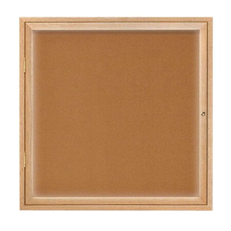 United Visual Products Single Door Slim Enclosed Radius EZ Tack Board, 48"x36", Gold/Green UVRDS48EZ-GREEN-GOLD